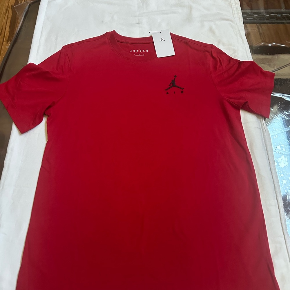 Jordan Red T-Shirt Men’s Large Embroidered Jumpman Logo Cotton Tee Sz MED